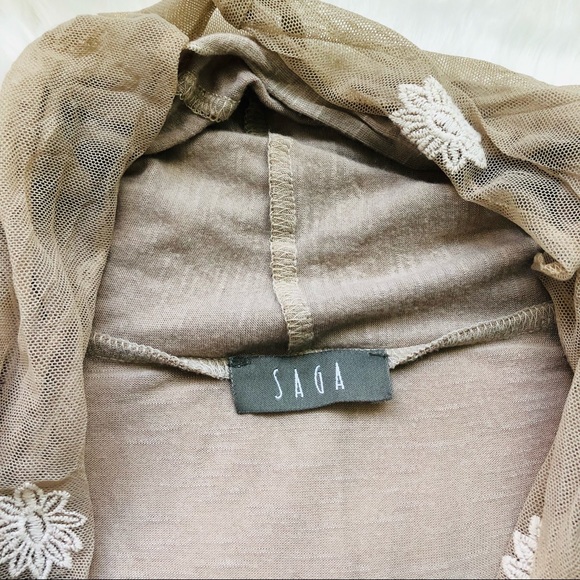 Saga Viscose Spandex Blend Open Front Hippie Boho Lace Cardigan with Pockets, M - Picture 4 of 15